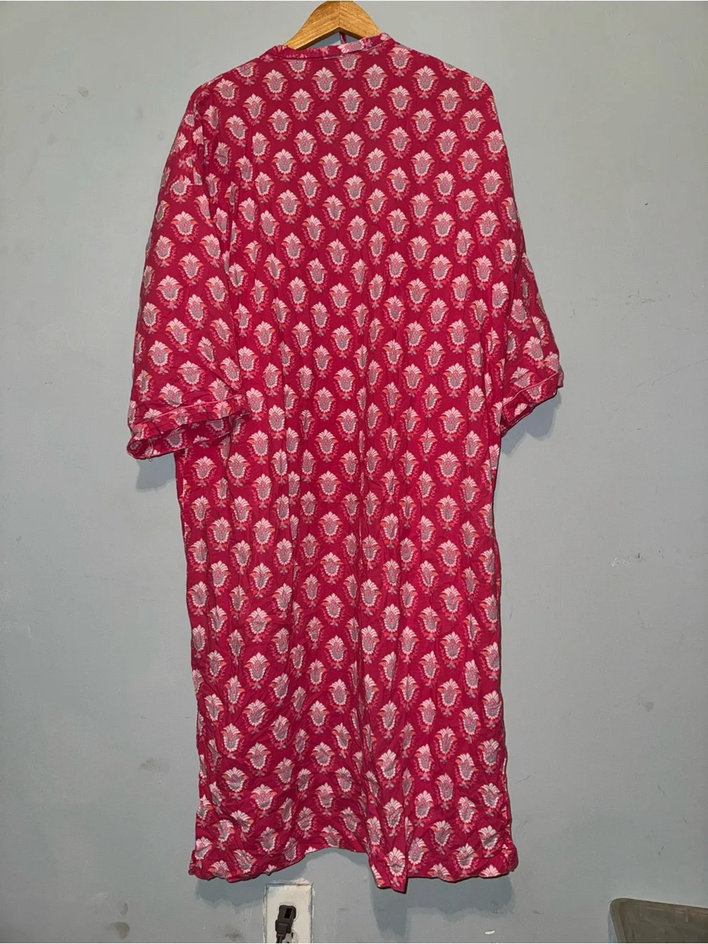 Mahogany Pink Floral Draped Open Kimono